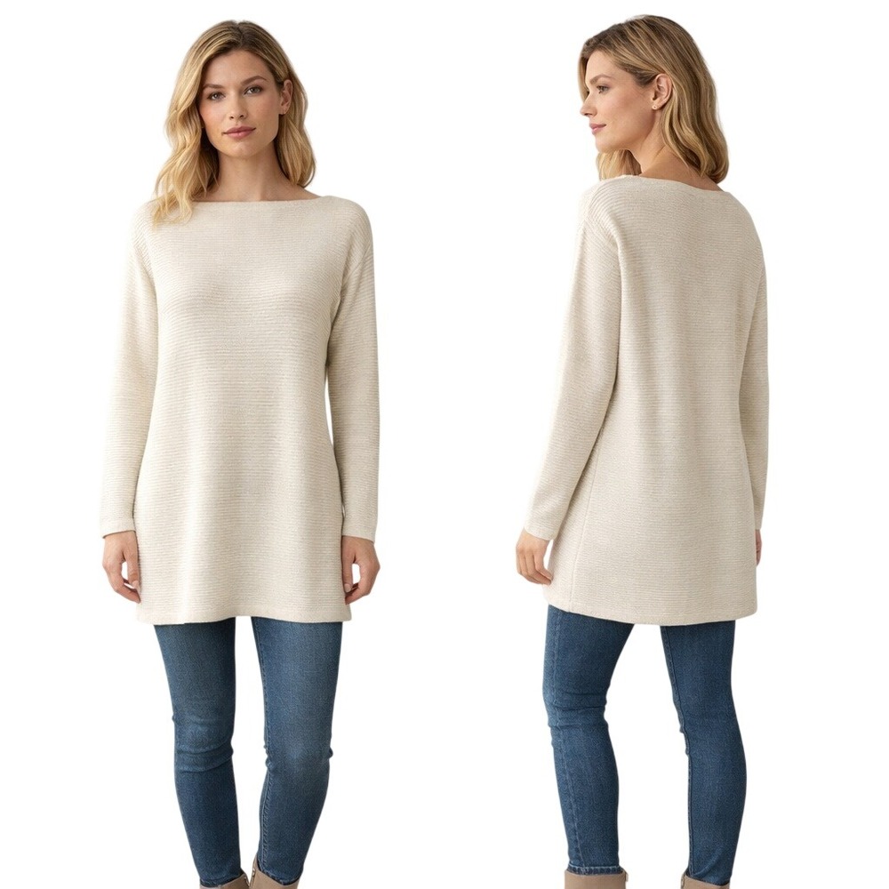 J. McLaughlin Women's Long Sleeve Cashmere Blend Pullover Tunic Sweater Size M
